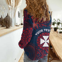 Personalised Wallis And Futuna Women Casual Shirt Hibiscus Polynesian Tribal Pattern