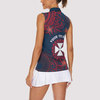 Personalised Wallis And Futuna Women Sleeveless Polo Shirt Hibiscus Polynesian Tribal Pattern