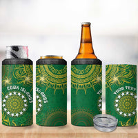 Personalised Cook Islands 4 in 1 Can Cooler Tumbler Hibiscus Polynesian Tribal Pattern