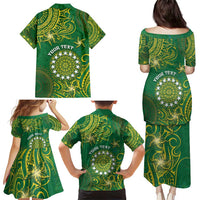 Personalised Cook Islands Family Matching Puletasi and Hawaiian Shirt Hibiscus Polynesian Tribal Pattern