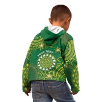Personalised Cook Islands Kid Hoodie Hibiscus Polynesian Tribal Pattern