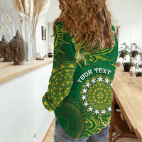 Personalised Cook Islands Women Casual Shirt Hibiscus Polynesian Tribal Pattern