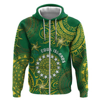 Personalised Cook Islands Zip Hoodie Hibiscus Polynesian Tribal Pattern