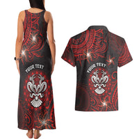 Personalised Easter Island Couples Matching Tank Maxi Dress and Hawaiian Shirt Hibiscus Polynesian Tribal Pattern