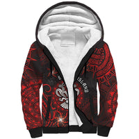 Personalised Easter Island Sherpa Hoodie Hibiscus Polynesian Tribal Pattern