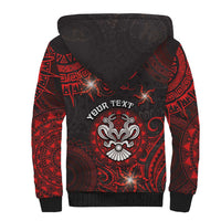 Personalised Easter Island Sherpa Hoodie Hibiscus Polynesian Tribal Pattern