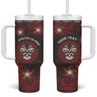 Personalised Easter Island Tumbler With Handle Hibiscus Polynesian Tribal Pattern