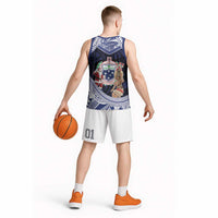 Samoa Christmas Basketball Jersey Samoan Siva Dance With Santa - Polynesian Pride