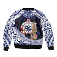 Samoa Christmas Bomber Jacket Samoan Siva Dance With Santa - Polynesian Pride