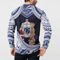 Samoa Christmas Button Sweatshirt Samoan Siva Dance With Santa - Polynesian Pride