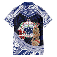 Samoa Christmas Family Matching Off Shoulder Maxi Dress and Hawaiian Shirt Samoan Siva Dance With Santa - Polynesian Pride