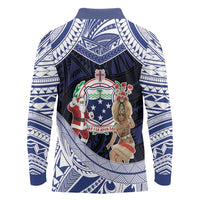 Samoa Christmas Long Sleeve Polo Shirt Samoan Siva Dance With Santa DT05 - Polynesian Pride