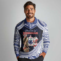 Samoa Christmas Long Sleeve Polo Shirt Samoan Siva Dance With Santa DT05 - Polynesian Pride