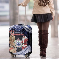 Samoa Christmas Luggage Cover Samoan Siva Dance With Santa - Polynesian Pride