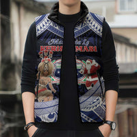 Samoa Christmas Sleeveless Puffer Jacket Samoan Siva Dance With Santa - Polynesian Pride