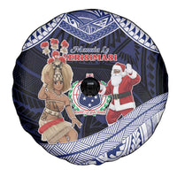 Samoa Christmas Spare Tire Cover Samoan Siva Dance With Santa - Polynesian Pride