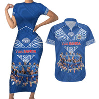 Toa Samoa Couples Matching Short Sleeve Bodycon Dress and Hawaiian Shirt Samoan Warrior Spirit Rugby - Polynesian Pride