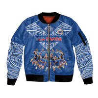 Toa Samoa Sleeve Zip Bomber Jacket Samoan Warrior Spirit Rugby - Polynesian Pride