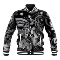 Personalised Maori Romantic Valentine Baseball Jacket The Hongi Kiss Black Galaxy DT05 Unisex Black - Polynesian Pride