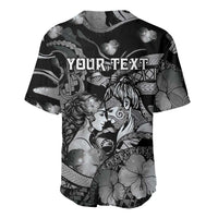 Personalised Maori Romantic Valentine Baseball Jersey The Hongi Kiss Black Galaxy