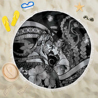 Maori Romantic Valentine Beach Blanket The Hongi Kiss Black Galaxy DT05 One Size 150cm Black - Polynesian Pride
