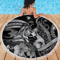 Maori Romantic Valentine Beach Blanket The Hongi Kiss Black Galaxy DT05 - Polynesian Pride