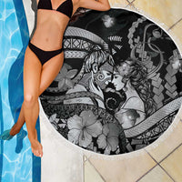 Maori Romantic Valentine Beach Blanket The Hongi Kiss Black Galaxy DT05 - Polynesian Pride