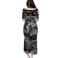 Personalised Maori Romantic Valentine Family Matching Puletasi and Hawaiian Shirt The Hongi Kiss Black Galaxy