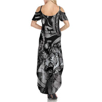 Personalised Maori Romantic Valentine Family Matching Summer Maxi Dress and Hawaiian Shirt The Hongi Kiss Black Galaxy