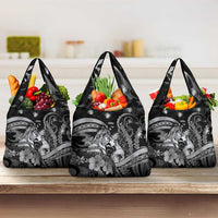 Maori Romantic Valentine Grocery Bag The Hongi Kiss Black Galaxy