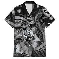 Personalised Maori Romantic Valentine Hawaiian Shirt The Hongi Kiss Black Galaxy DT05 Black - Polynesian Pride