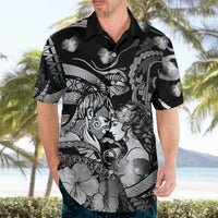 Personalised Maori Romantic Valentine Hawaiian Shirt The Hongi Kiss Black Galaxy DT05 - Polynesian Pride