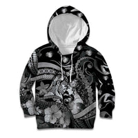Personalised Maori Romantic Valentine Kid Hoodie The Hongi Kiss Black Galaxy