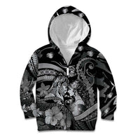 Personalised Maori Romantic Valentine Kid Hoodie The Hongi Kiss Black Galaxy