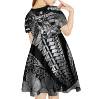 Personalised Maori Romantic Valentine Kid Short Sleeve Dress The Hongi Kiss Black Galaxy
