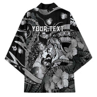 Personalised Maori Romantic Valentine Kimono The Hongi Kiss Black Galaxy