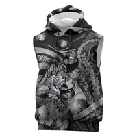 Personalised Maori Romantic Valentine Sleeveless Hoodie The Hongi Kiss Black Galaxy