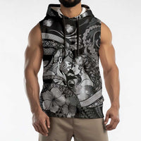 Personalised Maori Romantic Valentine Sleeveless Hoodie The Hongi Kiss Black Galaxy