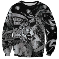 Personalised Maori Romantic Valentine Sweatshirt The Hongi Kiss Black Galaxy DT05 Unisex Black - Polynesian Pride