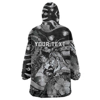 Personalised Maori Romantic Valentine Wearable Blanket Hoodie The Hongi Kiss Black Galaxy