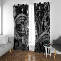 Maori Romantic Valentine Window Curtain The Hongi Kiss Black Galaxy DT05 With Grommets Black - Polynesian Pride