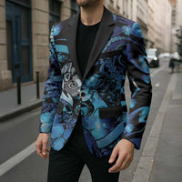 Personalised Maori Romantic Valentine Blazer The Hongi Kiss Blue Galaxy