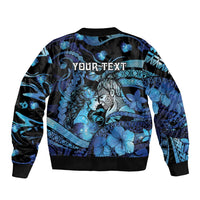 Personalised Maori Romantic Valentine Bomber Jacket The Hongi Kiss Blue Galaxy DT05 - Polynesian Pride