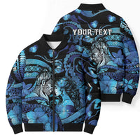 Personalised Maori Romantic Valentine Bomber Puffer Jacket The Hongi Kiss Blue Galaxy DT05 - Polynesian Pride