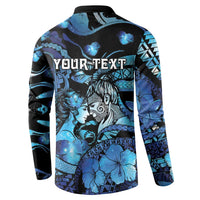 Personalised Maori Romantic Valentine Button Sweatshirt The Hongi Kiss Blue Galaxy DT05 - Polynesian Pride