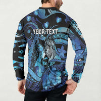 Personalised Maori Romantic Valentine Button Sweatshirt The Hongi Kiss Blue Galaxy DT05 - Polynesian Pride