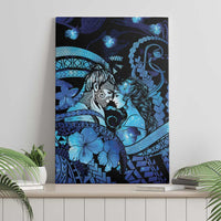 Maori Romantic Valentine Canvas Wall Art The Hongi Kiss Blue Galaxy DT05 - Polynesian Pride
