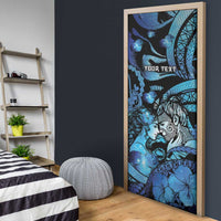 Personalised Maori Romantic Valentine Door Cover The Hongi Kiss Blue Galaxy DT05 - Polynesian Pride