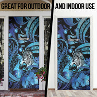 Personalised Maori Romantic Valentine Door Cover The Hongi Kiss Blue Galaxy DT05 - Polynesian Pride