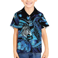 Personalised Maori Romantic Valentine Hawaiian Shirt The Hongi Kiss Blue Galaxy